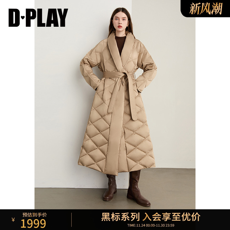 DPLAY【黑标鹅绒服】2025冬季卡其色羽绒服95白鹅绒插袋外套