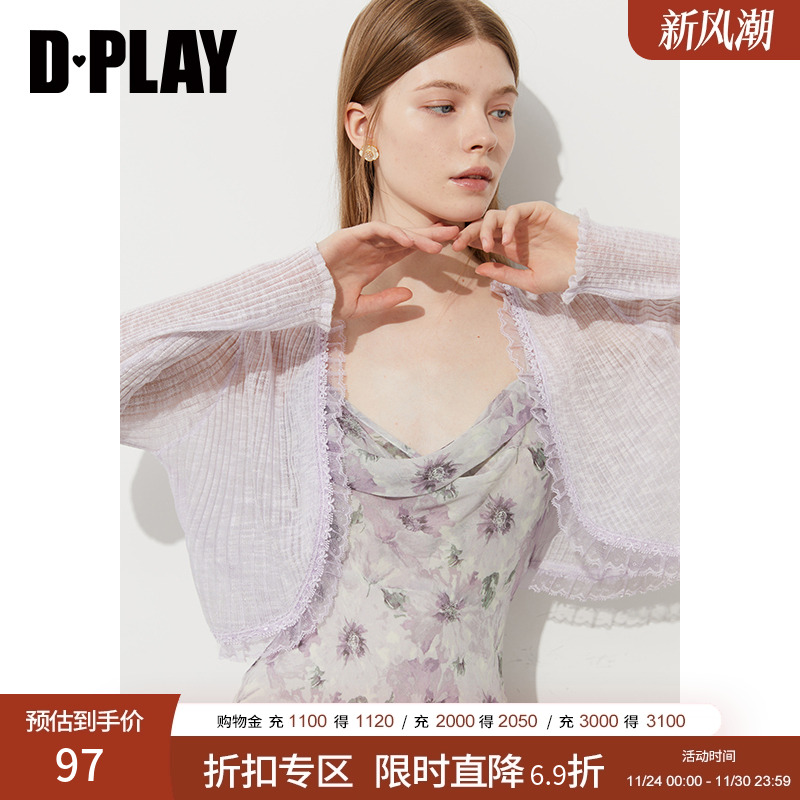 DPLAY蕾丝花边针织开衫