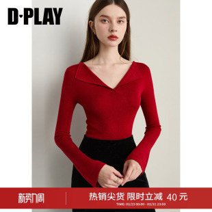 云朵针织系列 含羊毛打底衫 2026年春季 红色针织衫 新款 DPLAY