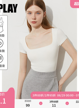 DPLAY新款白色t恤女独特好看气质法式修身紧身短袖上衣2026夏季