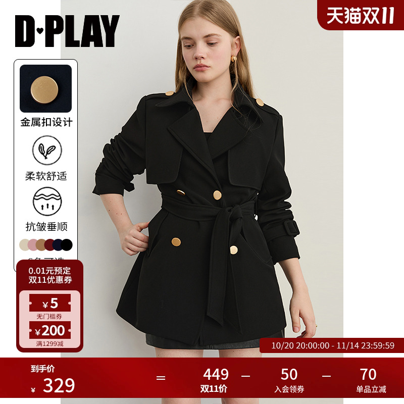 对称育克、插袋，对称双排金属扣，时装面料