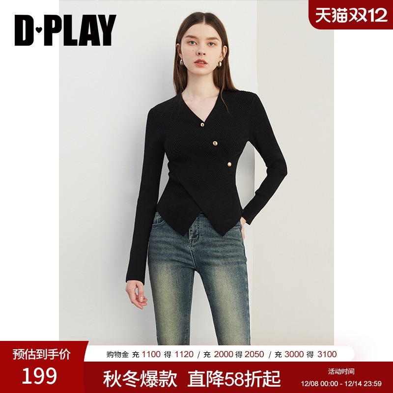 DPLAYV领定制金属扣针织衫