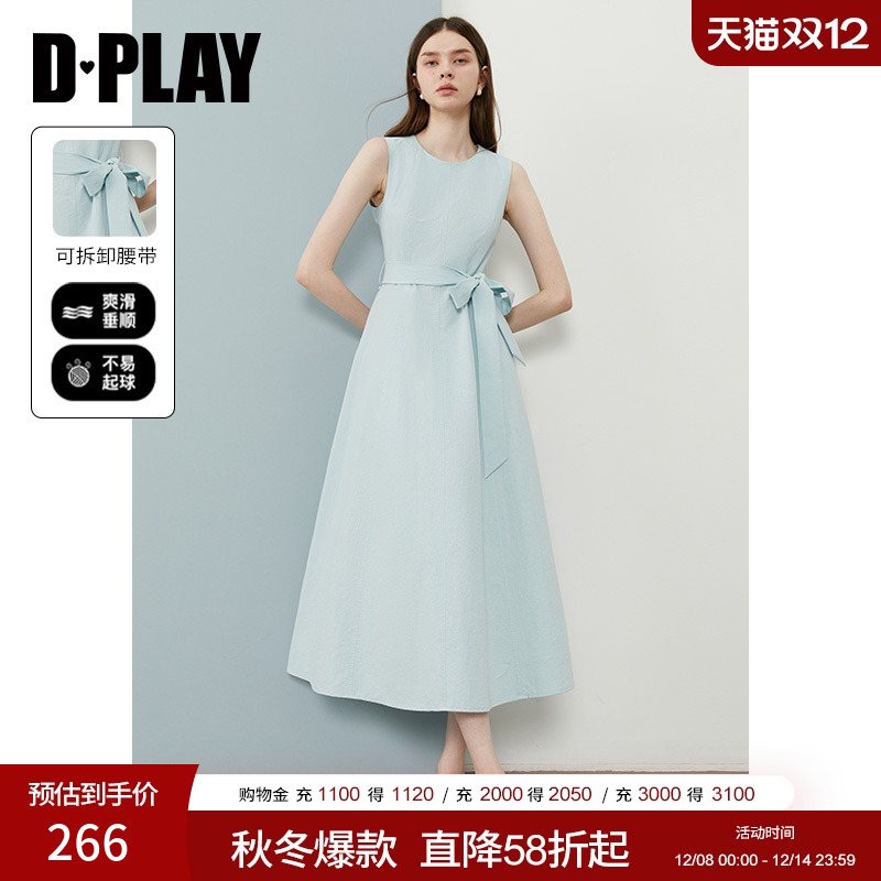 圆领领型，无袖衬衫裙款式，裙身多裁片分割