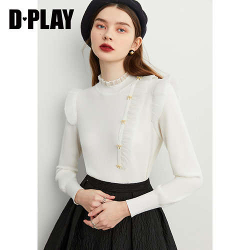 甜美针织打底衫DPLAY立领