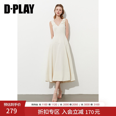 DPLAY夏季新款白色连衣裙女别致礼服裙子初恋小白裙长裙