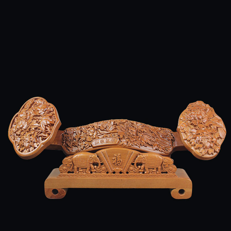 泰山福缘阁桃木如意卧式摆件木雕吉祥客厅玄关乔迁装饰开业礼品