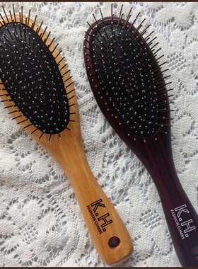 KH钢针气囊梳钢齿梳子 气垫梳子排骨梳木头手柄木梳