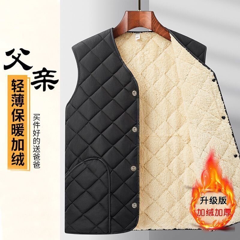 男士棉马甲加绒加厚男款内穿爸爸2026新款冬中老年人爆款马夹背心图片