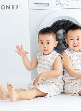 雅赞两层纯棉纱布无袖宝宝睡袋