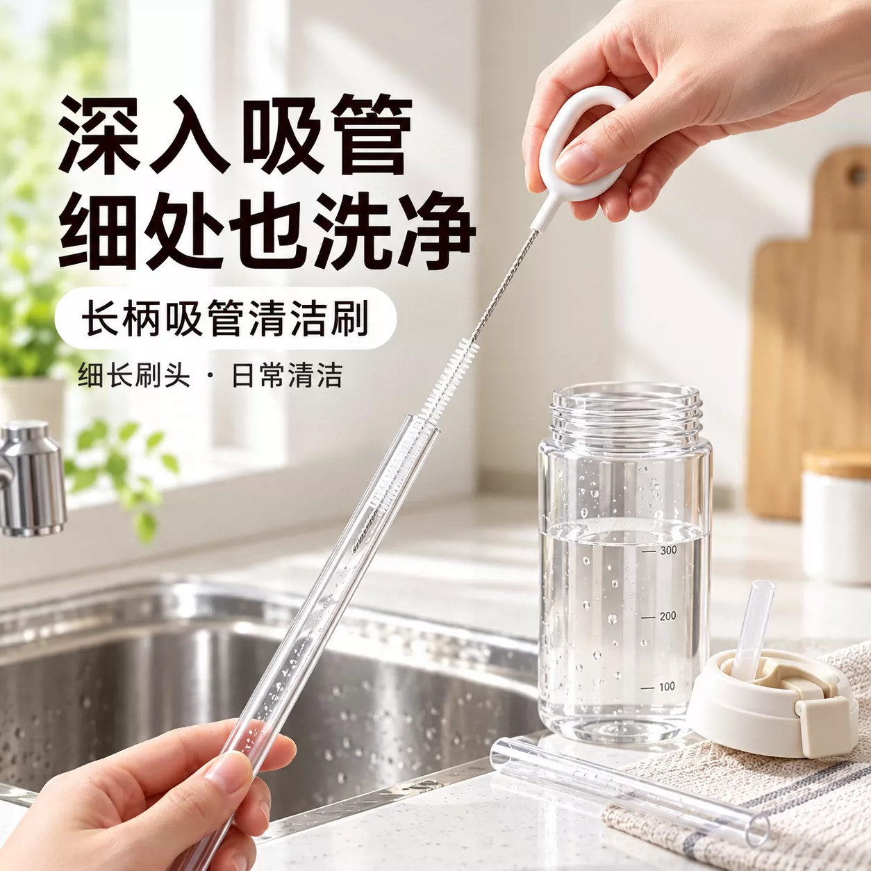360净旋吸管刷儿童水壶清洁