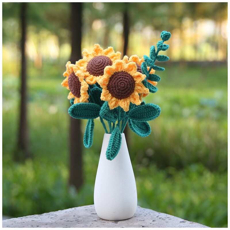 米妈手作手工diy编织钩针材料包向日葵雏菊毛线自制礼物仿真花束
