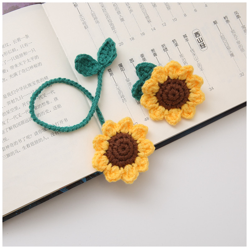SUNFLOWER CAR PENDANT BROOCH BOOKMARK HAND-WOVEN FLOWER WOOL DIY MATERIAL PACKAGE HOMEMADE GIFT FINISHED PRODUCT