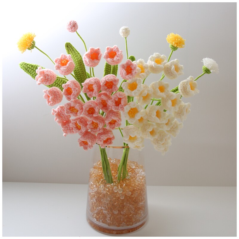 LILY OF THE VALLEY HAND-WOVEN BOUQUET IMMORTAL FLOWER CROCHET YARN DIY MATERIAL PACKAGE GIFT FOR BOYFRIEND AND GIRLFRIEND FINISHED PRODUCT CUSTOMIZATION