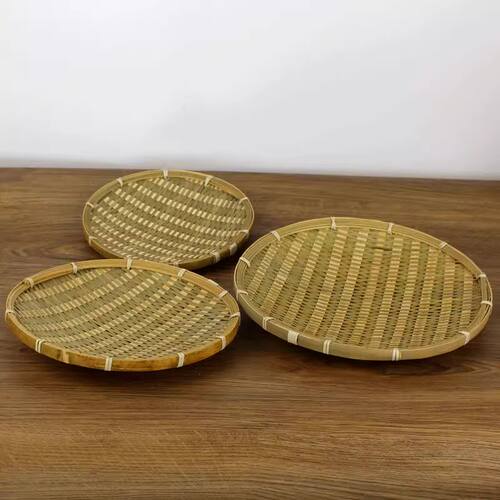 竹编簸箕竹篮子竹筐手工编织竹制品家用水果点心馒头筐竹果盘筐