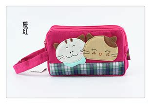 三层宽屏16cm宽手机袋杂物包可爱卡通女用小手提包手拿包