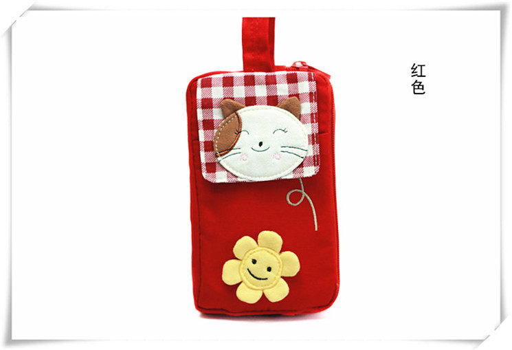 香港QQ猫 可爱双层大容量手机包买菜包 手拎杂物纯棉女式布包