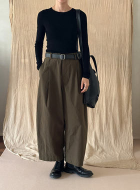 MMCC 进口匹马棉 军绿茧型松弛感工装神裤 后松紧腰阔腿裤休闲裤