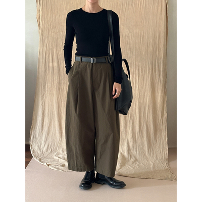 MMCC 进口匹马棉 军绿茧型松弛感工装神裤 后松紧腰阔腿裤休闲裤