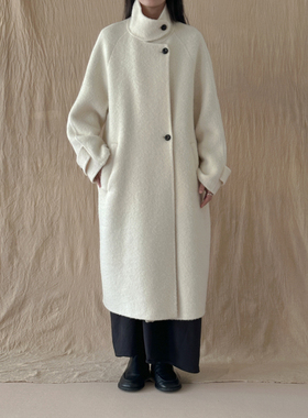 MMCC慵懒风高品质羊驼毛气质款高领双面呢长款大衣外套女