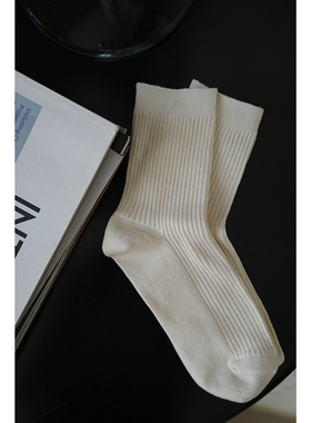 MMCC新款情侣袜复古米白不勒脚松口无染色四季棉袜