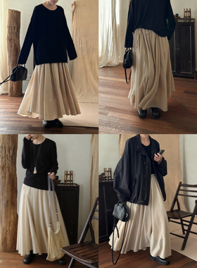 MMCC【5米大摆】清冷纱感纯棉褶皱半身裙又仙又帅女裙小众中长裙