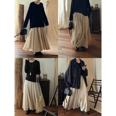 MMCC【5米大摆】清冷纱感纯棉褶皱半身裙又仙又帅女裙小众中长裙