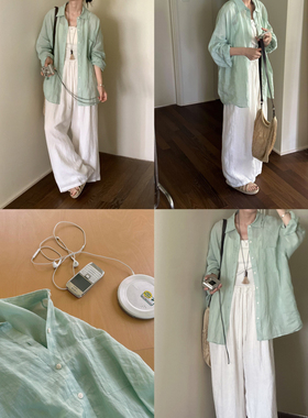 MMCC 重磅苎麻 自然褶皱宽松廓形长袖轻透凉爽外搭防晒空调衬衫女