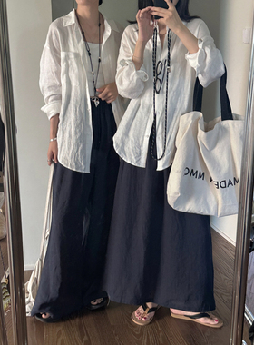 MMCC 夏日的尽头是汉麻 老钱风 超柔软 长袖防晒白衬衫上衣外套女