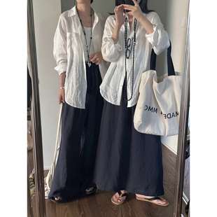 老钱风 尽头是汉麻 超柔软 长袖 上衣外套女 MMCC 防晒白衬衫 夏日