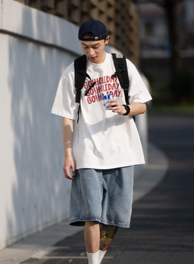 短袖t恤男纯棉舒适大码宽松休闲美式百搭夏季男士上衣时尚潮流