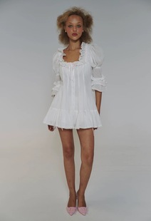 【Selkie官方授权】秋上新|象牙白粉色抽绳复古木耳边上衣衬衫裙