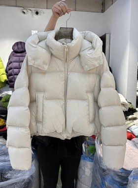 penny62298休闲连帽小地雷短款羽绒服无胆直充90白鸭绒显瘦面包服
