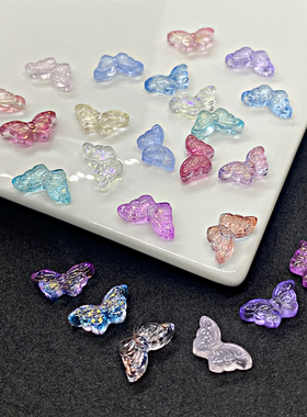 捷克琉璃珠小蝴蝶8*15mm美甲手链吊坠diy发饰品配件手工材料208#