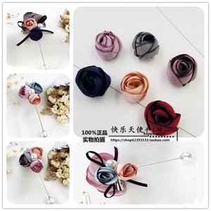 DIY发夹发饰胸针材料配件1.5cm手工布艺烧花立体小玫瑰花苞HD001