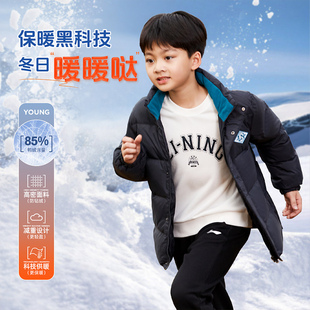 李宁儿童羽绒服2026春新款男女大童加绒保暖防风短款鸭绒百搭外套