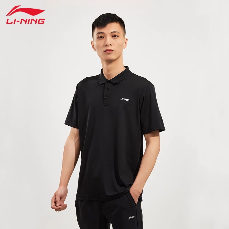 李宁polo衫男夏季新款黑色休闲