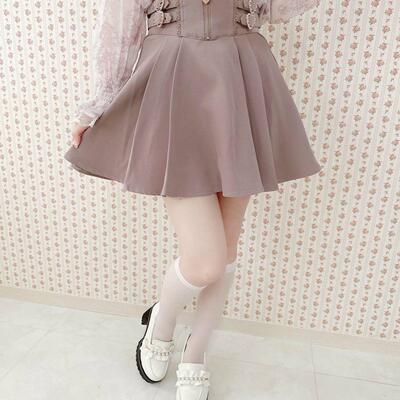 量产型侧腰扣蓬蓬褶皱迷你裙日系