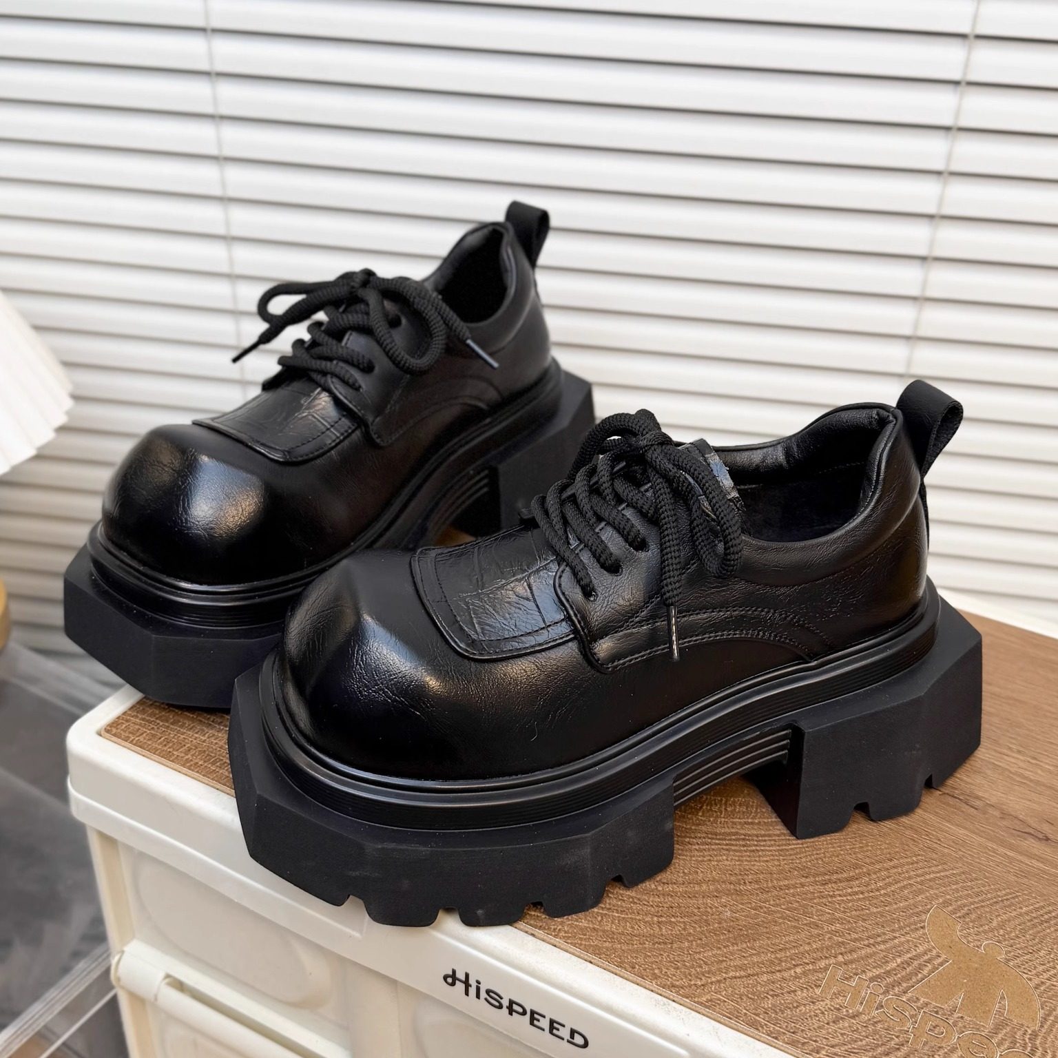 日本OFFCAT7cm真皮大头系带加绒JK小皮鞋女英伦风德比鞋乐福鞋潮