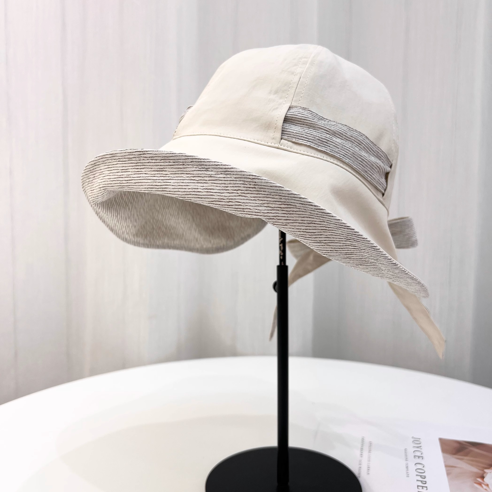 日系双面可戴渔夫帽蝴蝶结女春夏新款防晒帽子女款2025年新款