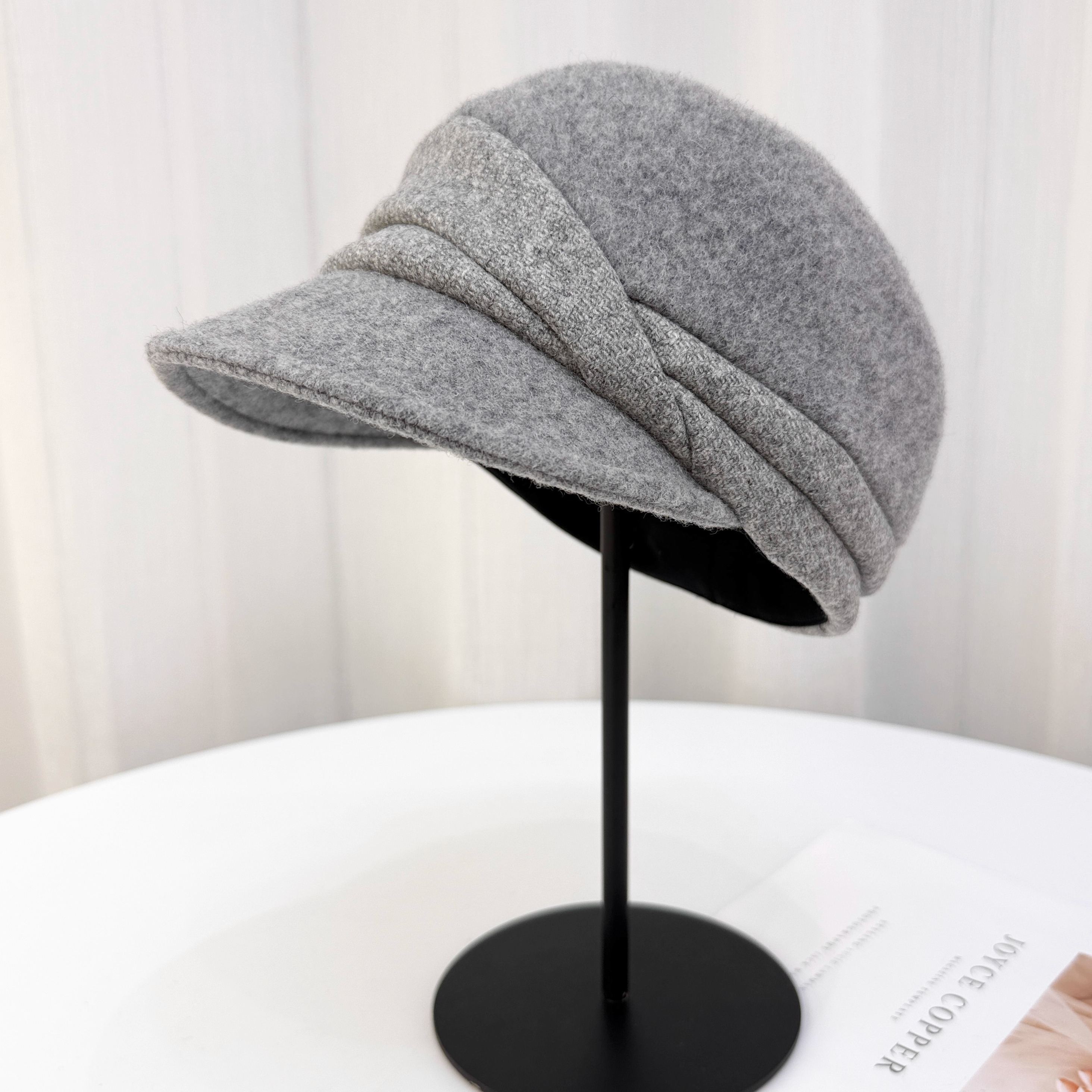 秋冬专柜同款全羊毛报童帽子女贵妇帽圆顶鸭舌帽不对称设计