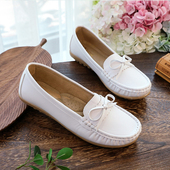 平底防滑蝴蝶结秋冬单鞋 女士小白鞋 工作鞋 软底豆豆鞋 护士鞋