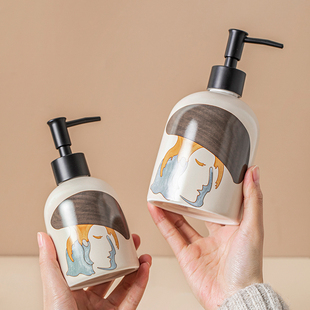 瓶乳液洗手液沐浴露洗发水家用高颜值洗浴瓶 cybil陶瓷按压式 分装