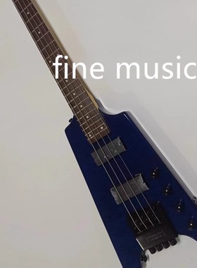 透明蓝虎纹无头电贝司trans blue headless electric bass