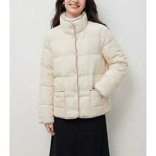 巨好看羽绒服加厚外套女2025新款冬桑蚕丝丝绒高端短款立领棉袄