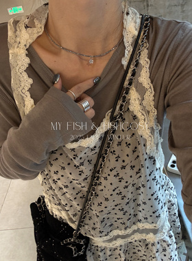 超显白！闪亮锆石花朵项链 电镀转色珠子锁骨链 韩国2025秋新品