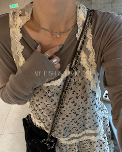 韩国2025秋新品 电镀转色珠子锁骨链 闪亮锆石花朵项链 超显白