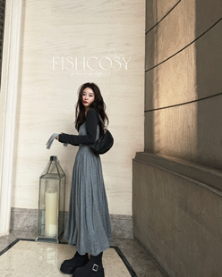 韩国2026春 法式 浪漫叠穿吊带裙 针织卷边长裙 夏威夷人鱼 唯美