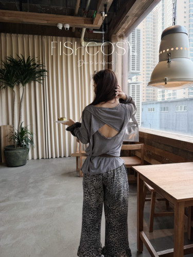 自留款！后背交叉设计长袖宽松大T 毛边休闲t 超级好穿