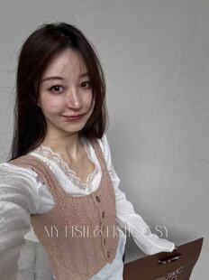 棒针设计针织棉感吊带背心 韩国现货 叠穿单穿都可 不退换 特价