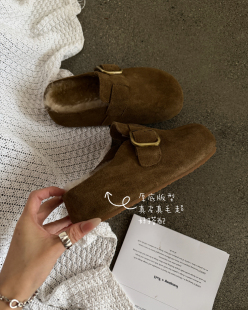 新品 真皮真毛厚底勃肯鞋 2025冬季